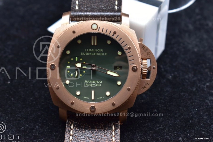 Super Edition N Bronzo Calfskin P.9000 PAM382 VSF 987 V Clone Strap 1:1 Distressed WrinkleFree Best on Brown 1008